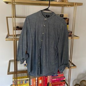 J Crew Mandarin Collar Button Down Shirt - Chambray - Medium